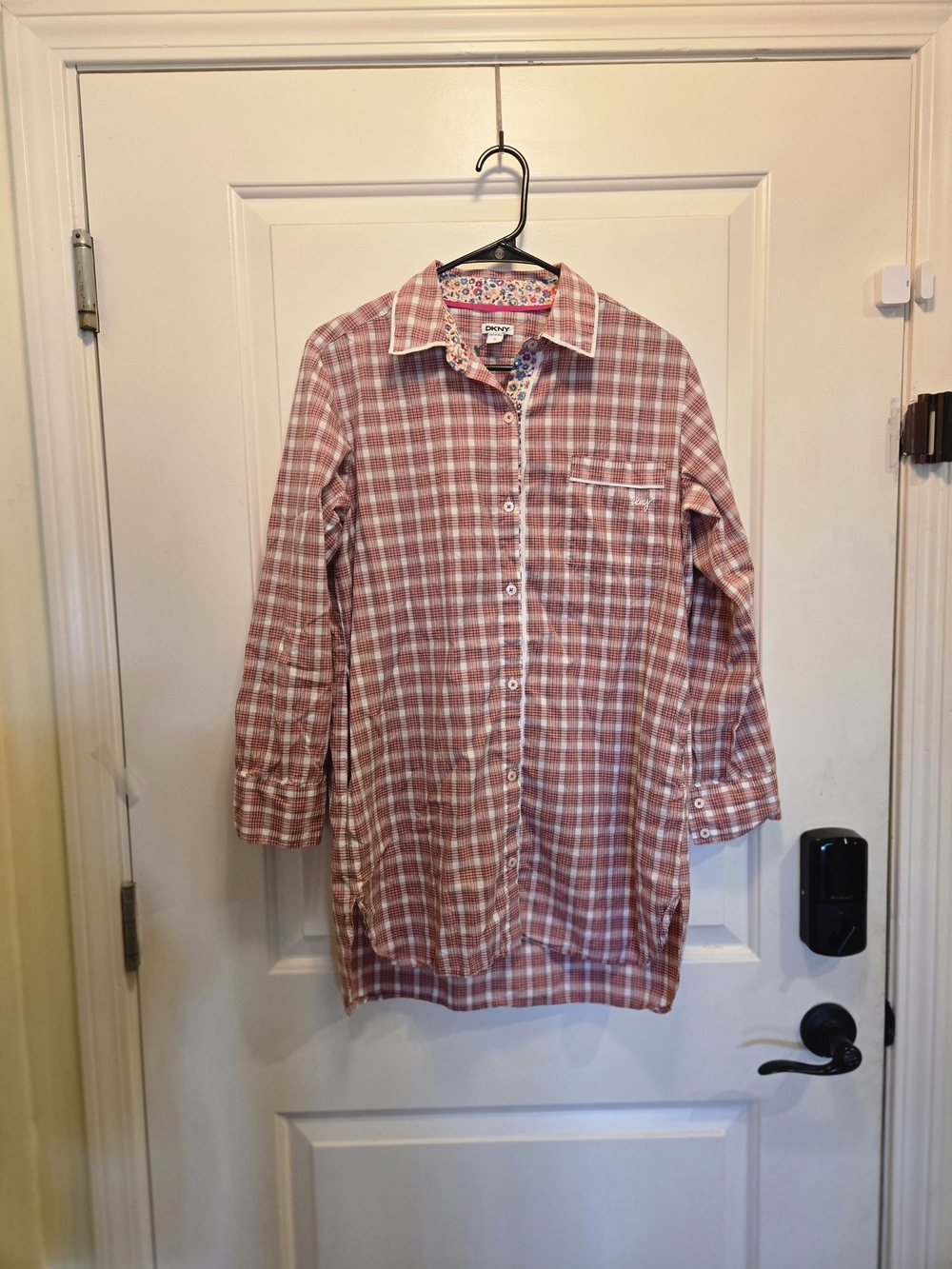 DKNY Pink Plaid Casual Button-Down Shirt Dress NWOT